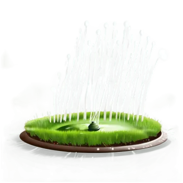 a green grass with white smoke coming out of it