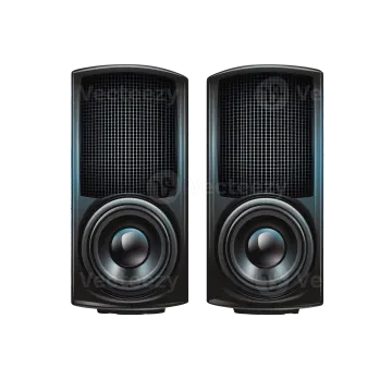 a pair of speakers on white background