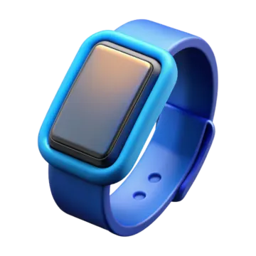 a blue smart watch on a white background