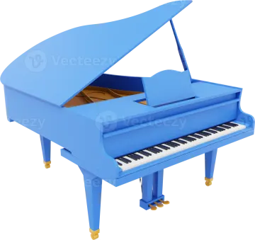 a blue piano on a white background
