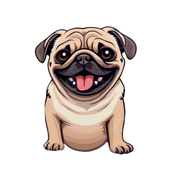 a cartoon pug dog with its tongue out