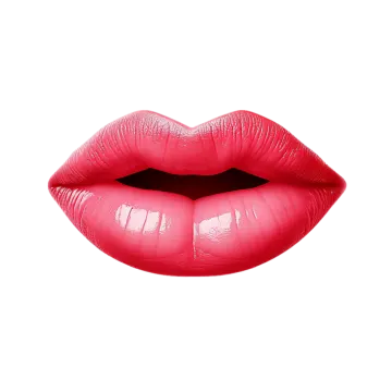a close up of a pink lipstick on a white background
