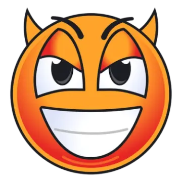 an orange smiley face with a big smile