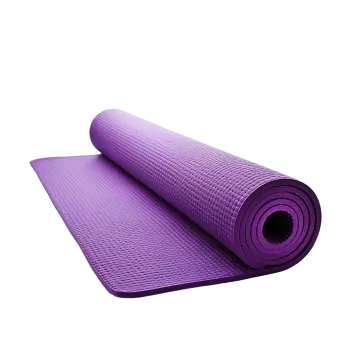 a purple yoga mat on a white background