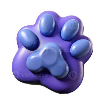 a purple dog paw with blue paws