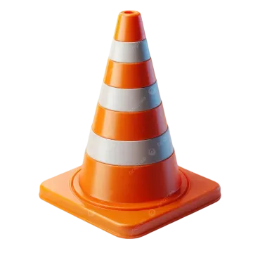 an orange traffic cone on a white background