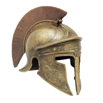a close up of a roman helmet