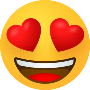 a smiley face with two hearts on it