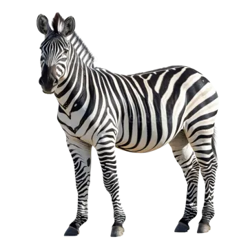 a zebra standing up against a white background