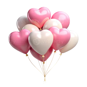 a bunch of pink and white heart balloons