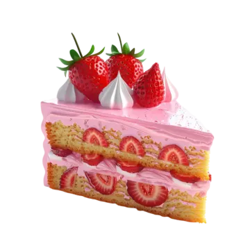 a piece of cake with strawberries on top