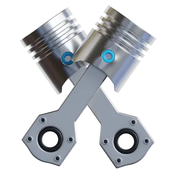 a pair of pistons on a white background