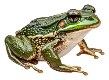a green frog sitting on top of a white surface