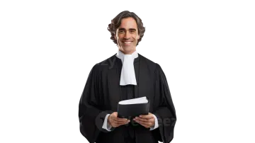 a man in a black robe holding a book