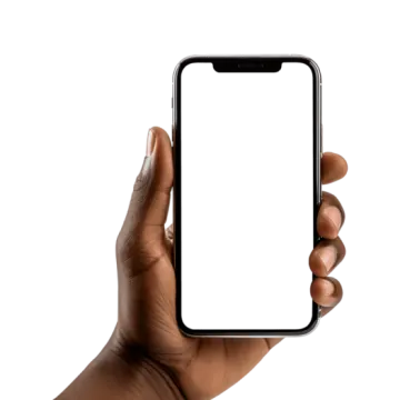 a hand holding an iphone with a white screen