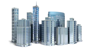 a group of skyscrapers on a white background