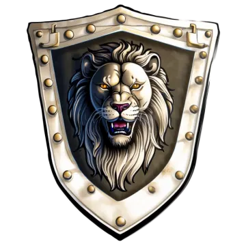 a lion's head in the middle of a shield