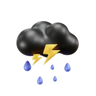 a black cloud with lightning and rain