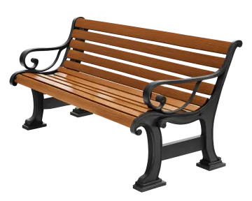 a wooden bench on a white background