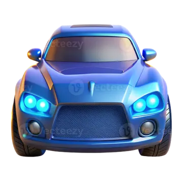 a blue sports car on a white background