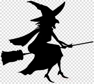 a silhouette of a witch flying on a broom