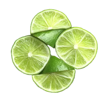 lime slices on white background