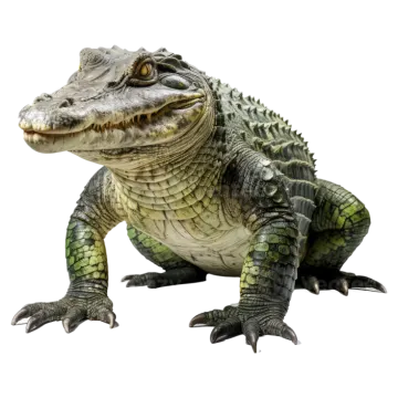 a large alligator sitting on the ground