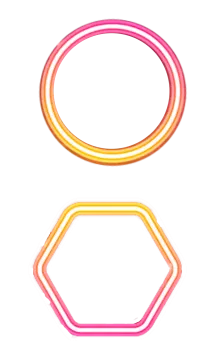 neon hexagon ring set of 2