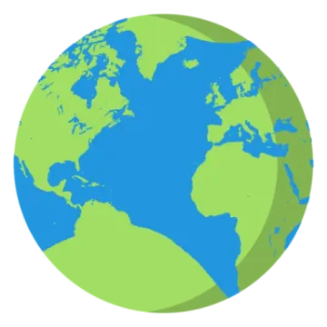 a green globe with blue and green continents
