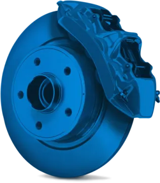 a blue brake disc on a white background