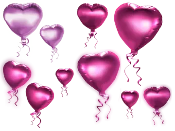 a bunch of pink and silver balloons