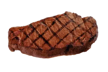 a piece of steak on a white background