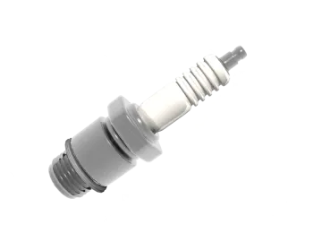 An image of a white and black spark plug