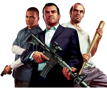 a poster of two men in suits holding guns