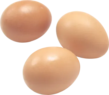 three eggs on a white background