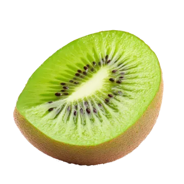 a sliced kiwia fruit on a white background