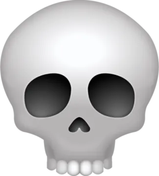 a white skull with black eyes