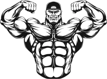 an illustration of a muscular man flexing his muscles