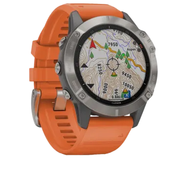 the gage gps watch with an orange band