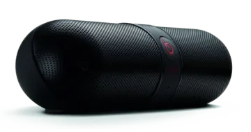 a black speaker on a white background