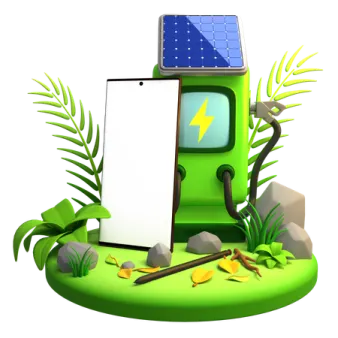 a green car with a solar panel on top