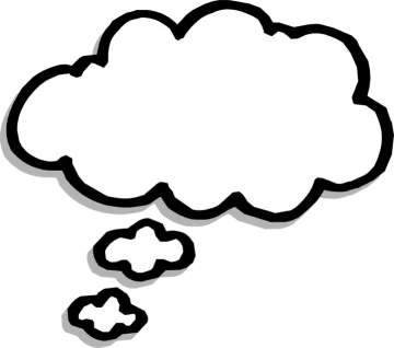 a black and white thought cloud