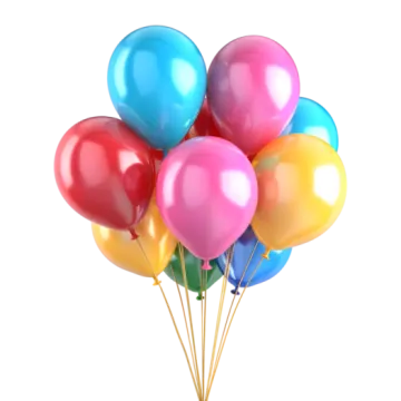 a bunch of balloons on a white background