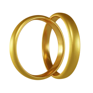 a pair of gold wedding rings