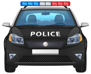 a police car with its lights on