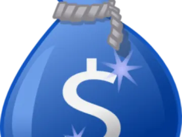 a blue bag with a dollar sign on it
