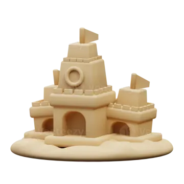 a sand castle on a white background