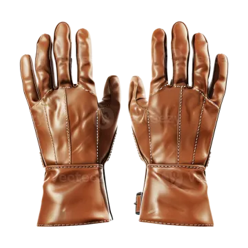 a pair of leather gloves on a white background