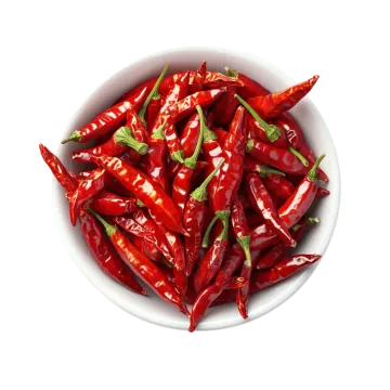 a white bowl filled with red peppers