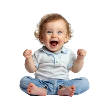 a baby sitting on the floor with his mouth open